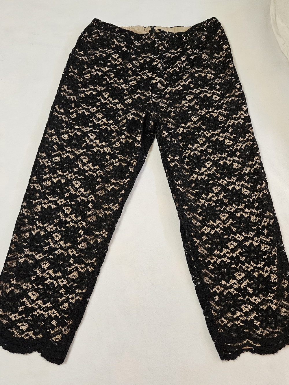 INC International Concepts Black Floral Lace Pants - Nude Lining - Size 18W